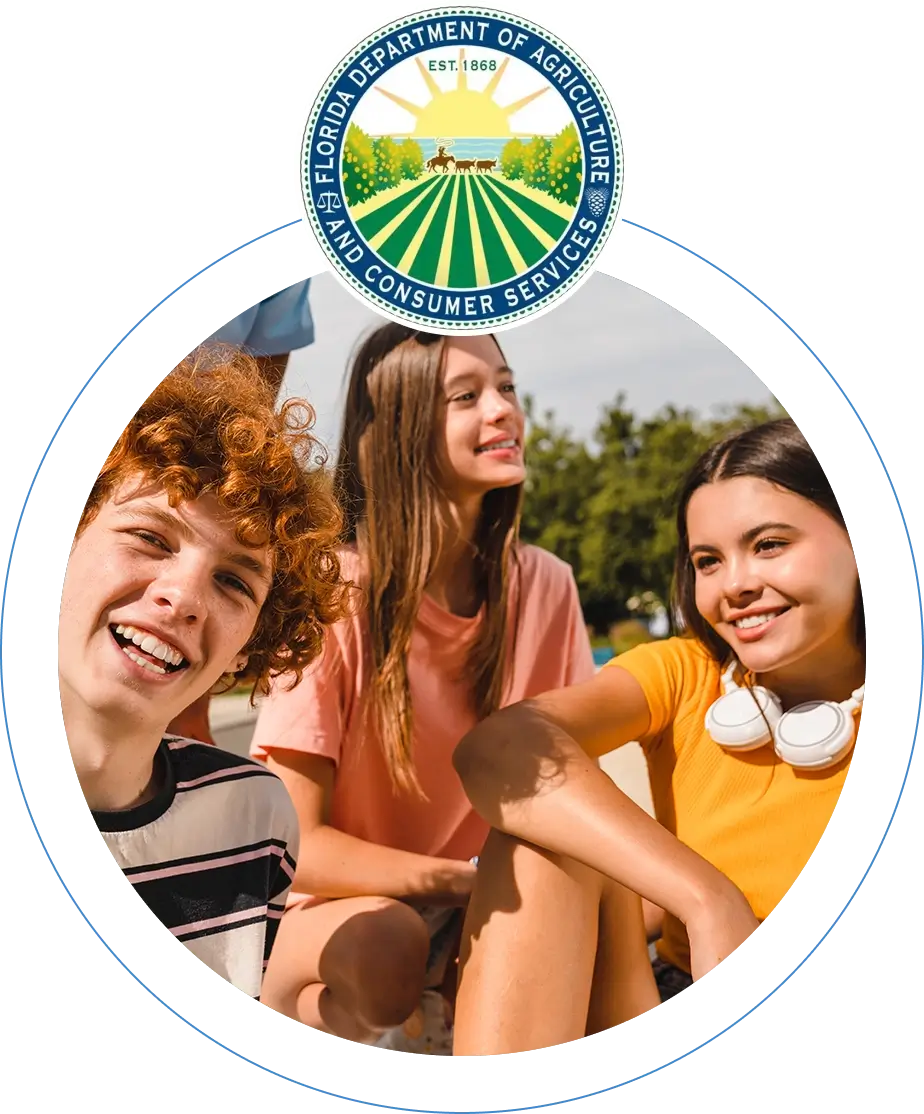 Three people sitting in a circle with the logo of the california department of education.